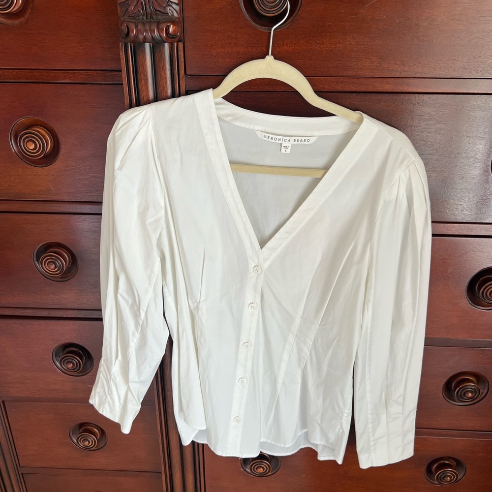 Veronica Beard Cream Button-Down Shirt